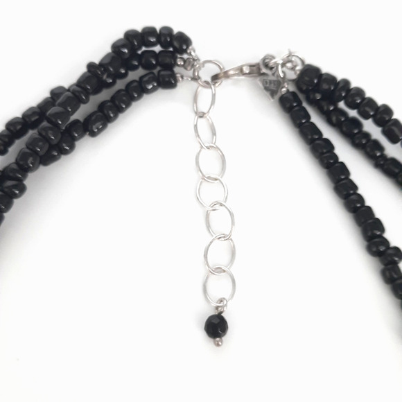 SILPADA 3 STRAND STERLING SILVER & BLACK GLASS SEED BEAD NECKLACE 15.5" + 2" Ext - Picture 5 of 6